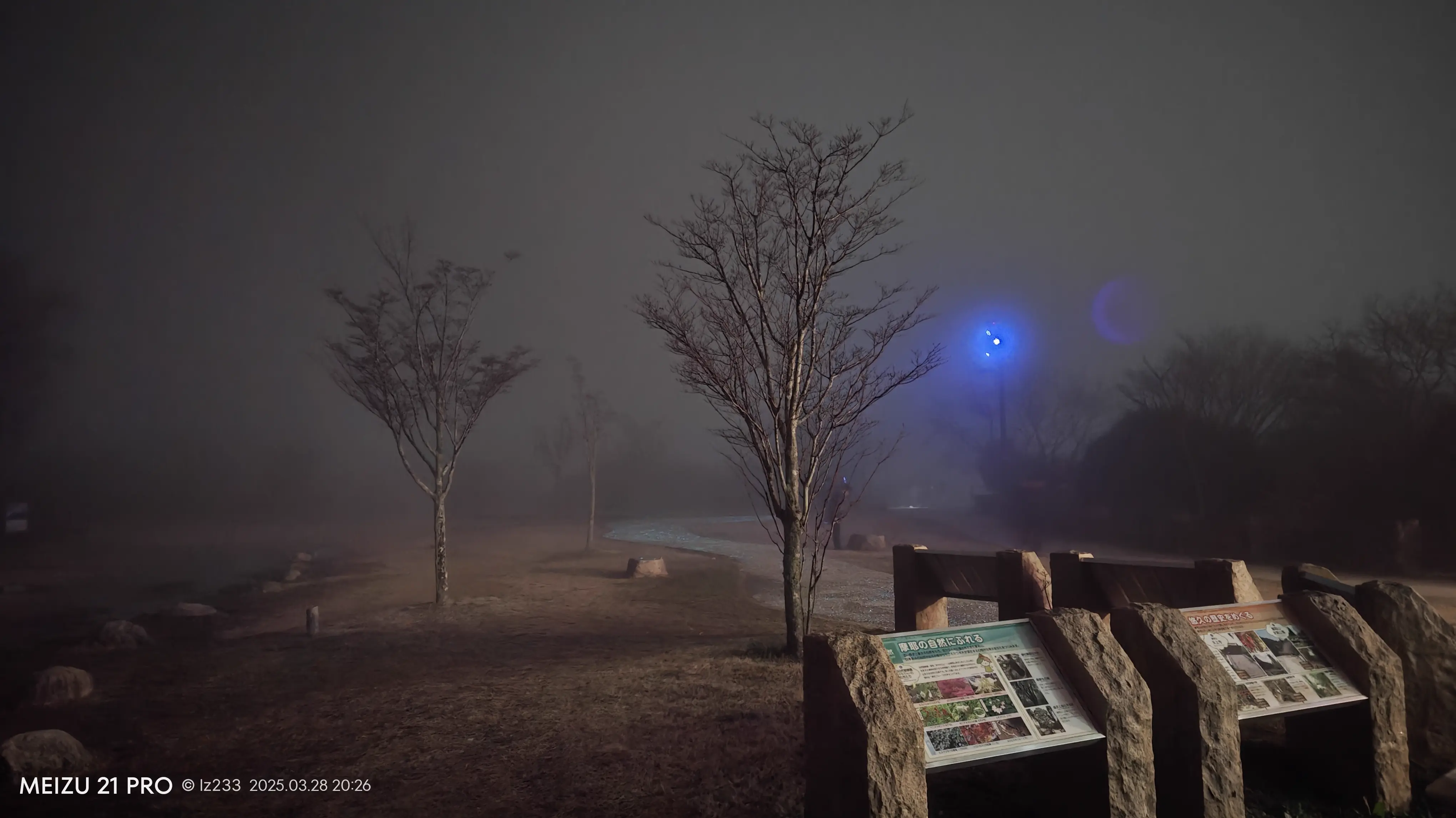 当时的能见度，蓝灯是展望台的建筑。